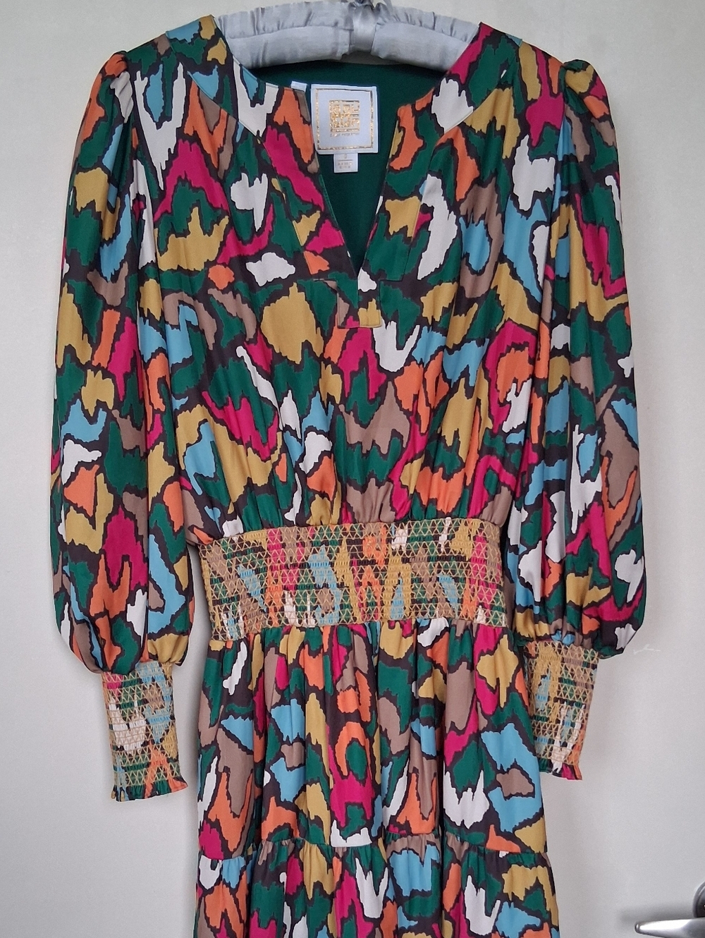 Emily McCarthy Multicolor Abstract Print Women’s Dress with Smocked Waist